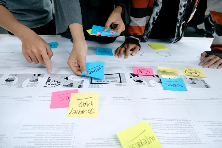People collaborating on a marketing plan
